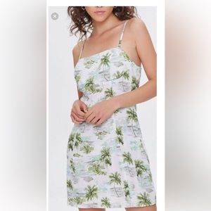 Forever 21 palm tree satin mini dress new with tags size small
